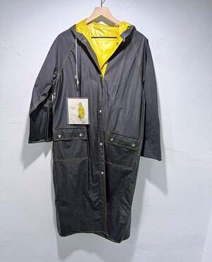 Deadstock Vtg 1970s Reversible PVC Raincoat Long Duster -L